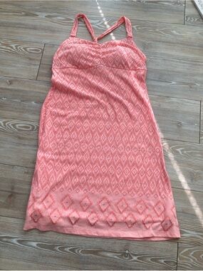Dakini Pink Geometric Midi Dress Built-In Bra Removable Pads NWOT L/XL Crisscros